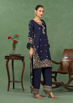Four Season Boutique JASHAN RAOSILK NAVY BLUE Women 3pcs
