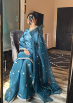 Shehroz Fashion Royal Teal Elegance Women 3pcs
