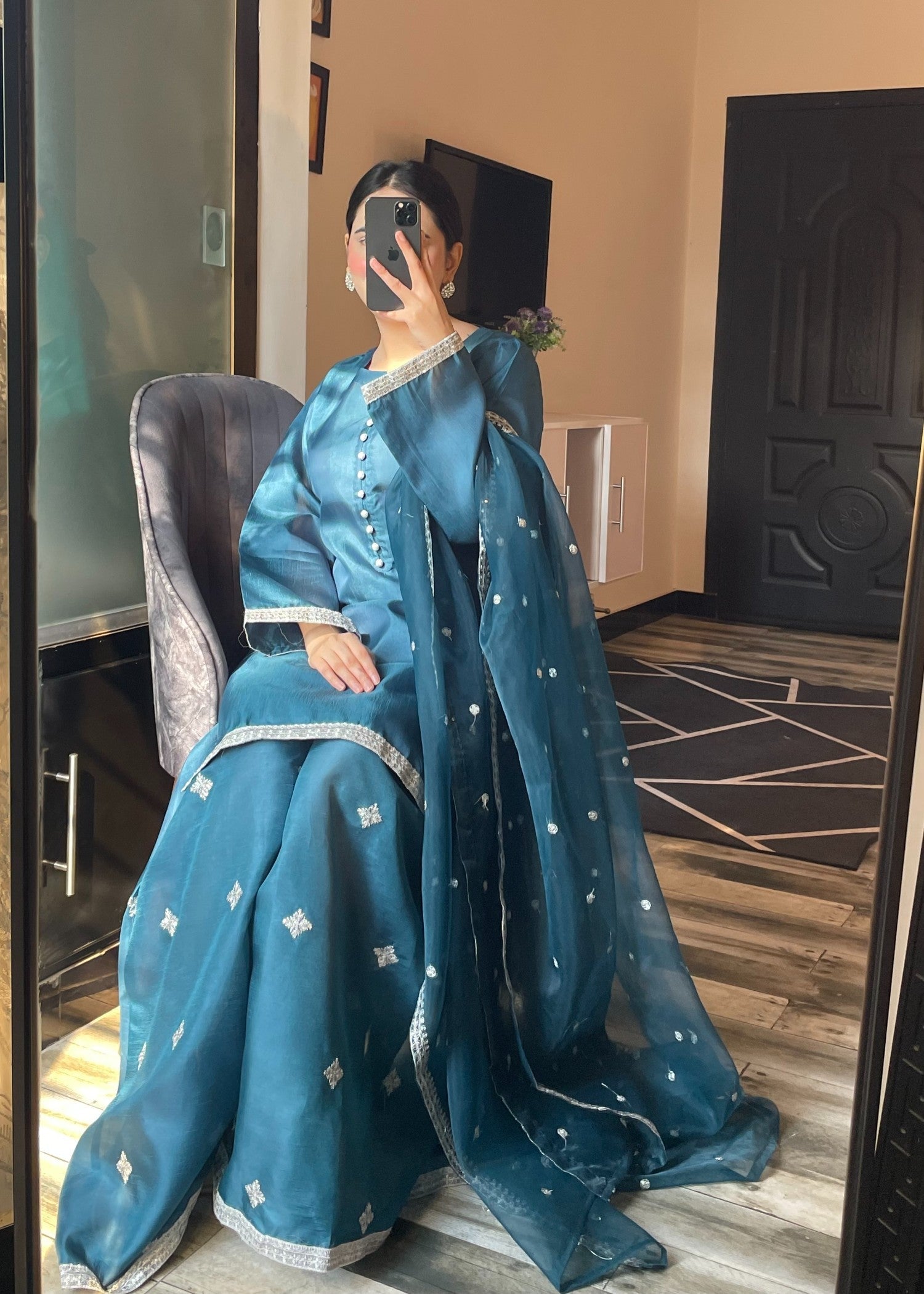 Shehroz Fashion Royal Teal Elegance Women 3pcs