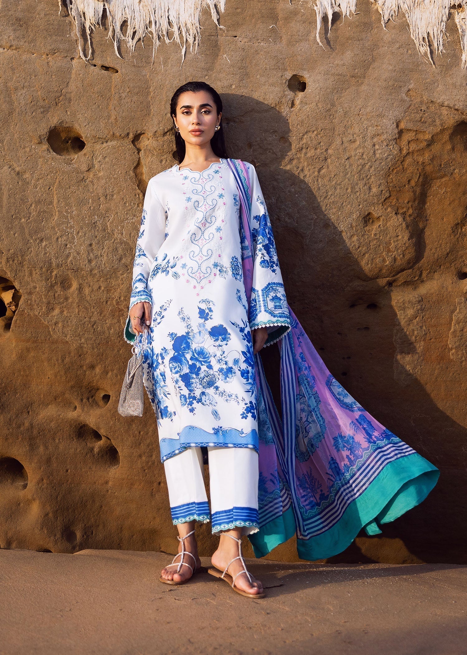 Sadaf Fawad Khan Blue Pottery Women 3pcs
