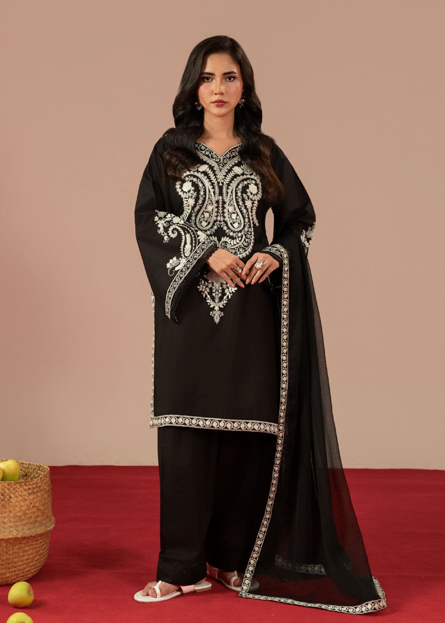 Chaudhary Arts Midnight Black Embroiderd Women 3pcs