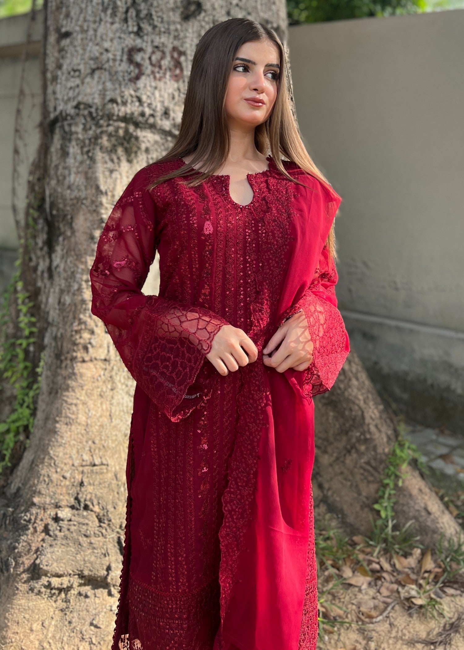 Four Season Boutique ROSE CHIFFON MAROON Women 3pcs