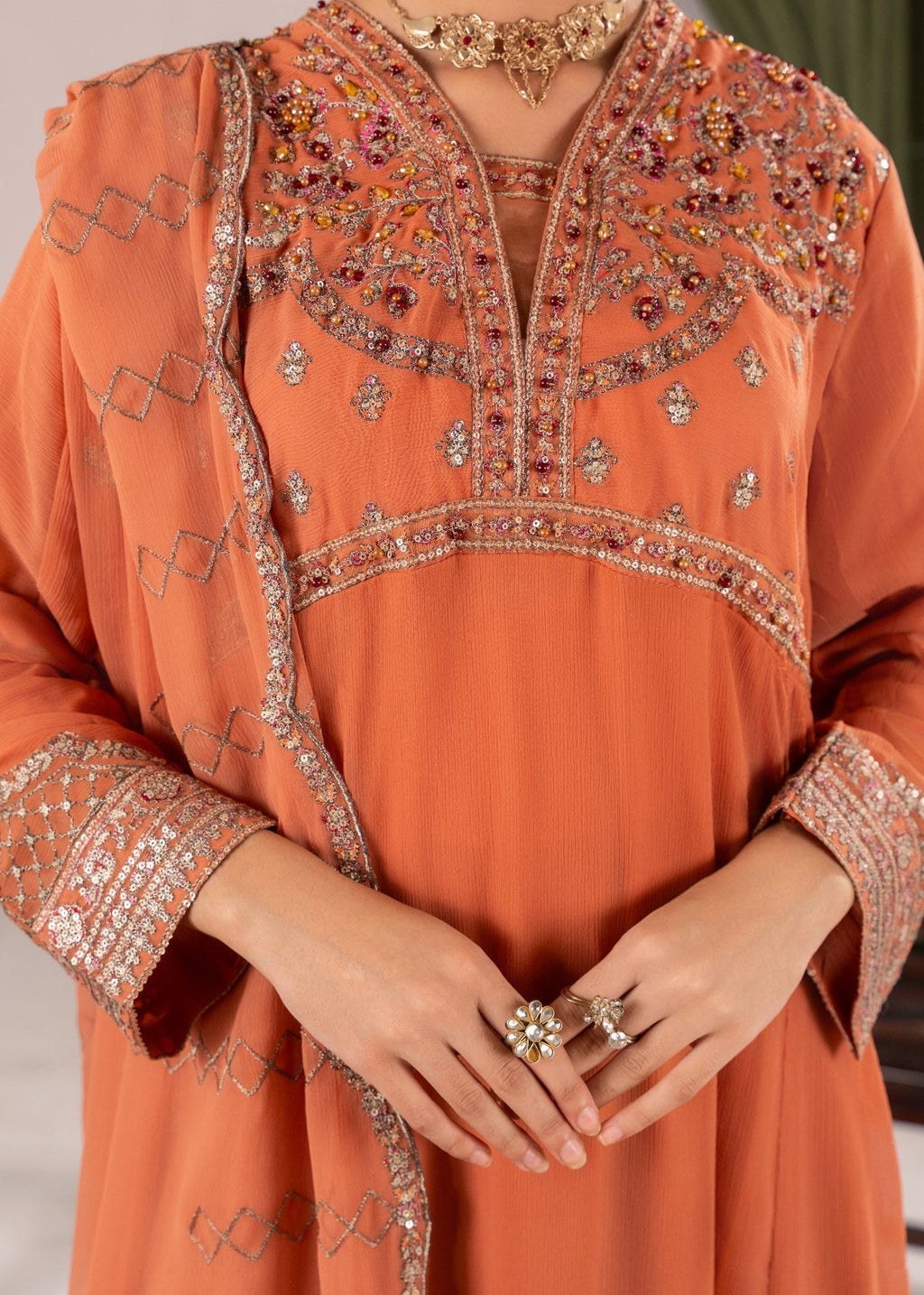 Pehnawa Fashion Flare Maxi chiffon Women 3pcs