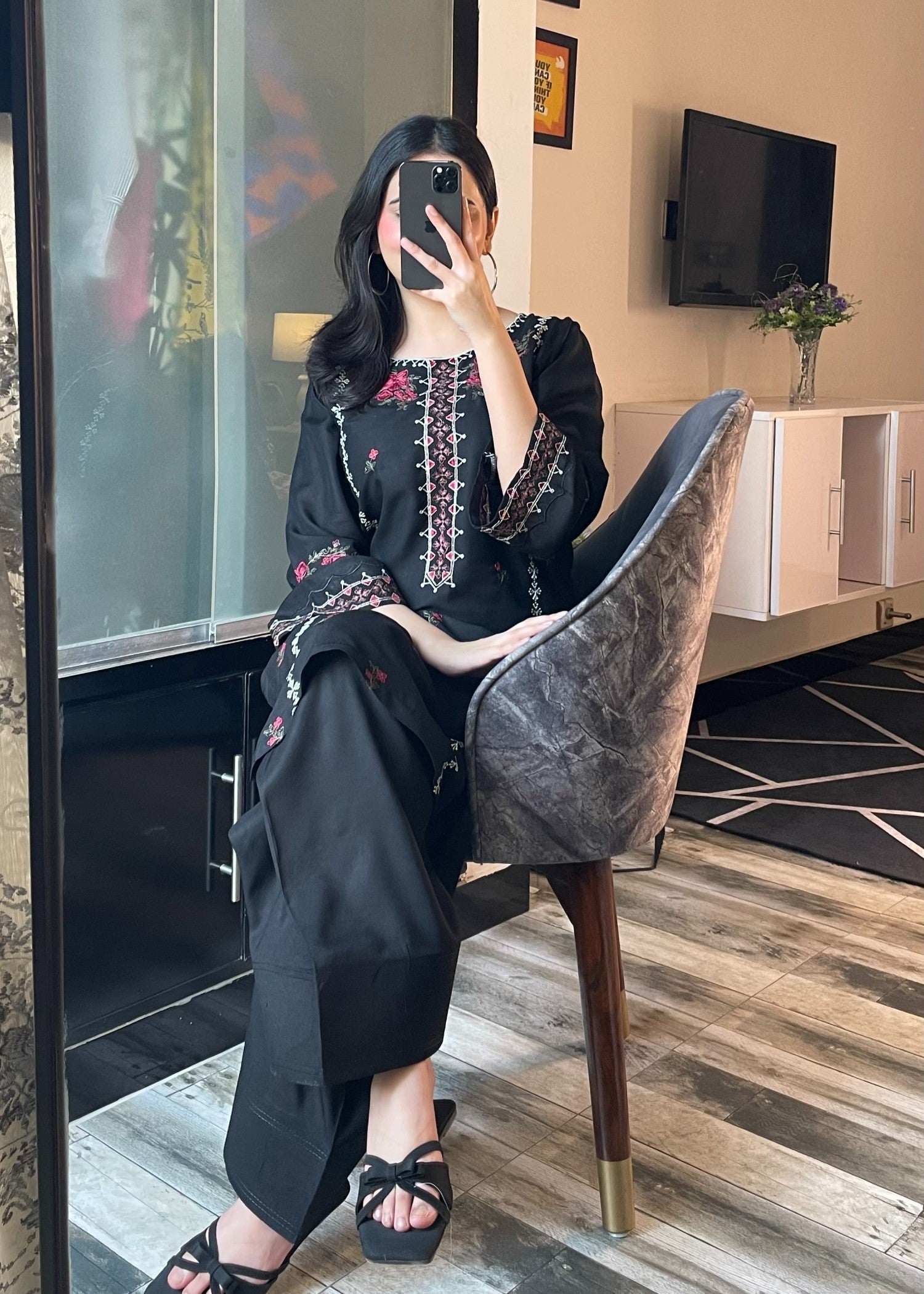 Tehzeeb Libas MULTI BLACK Women 2pcs