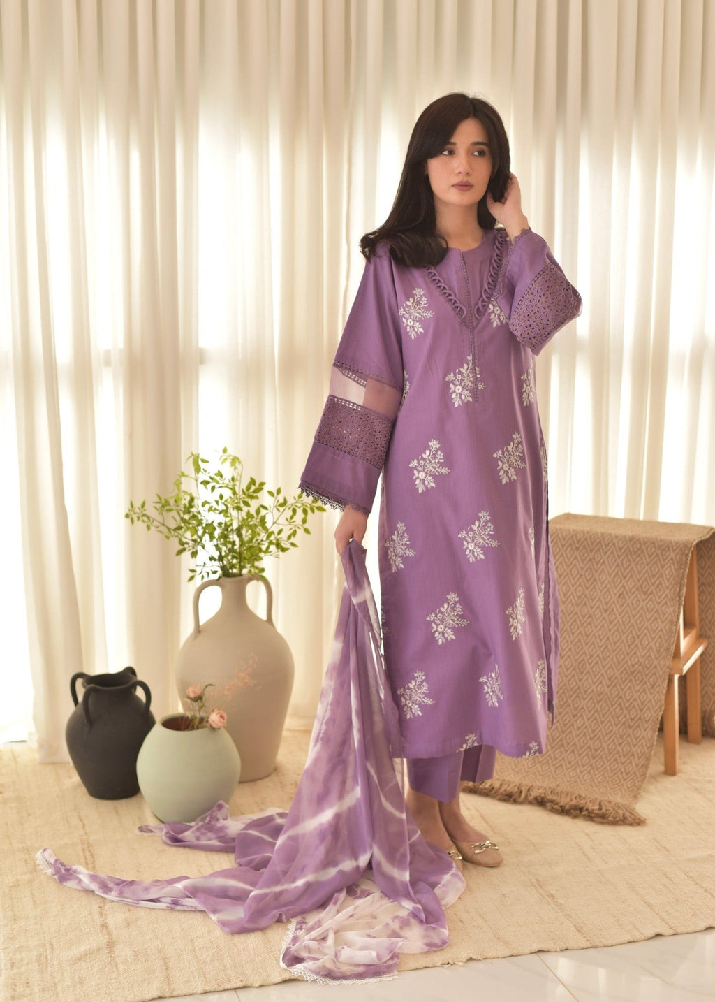 Shehroz Fashion purple horiya Women 3pcs