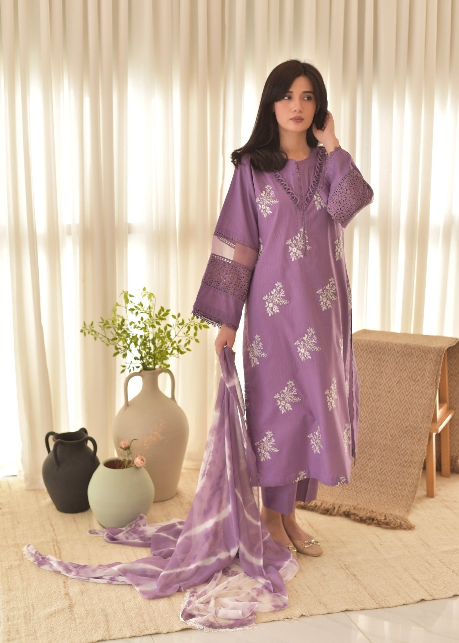 Shehroz Fashion purple horiya Women 3pcs