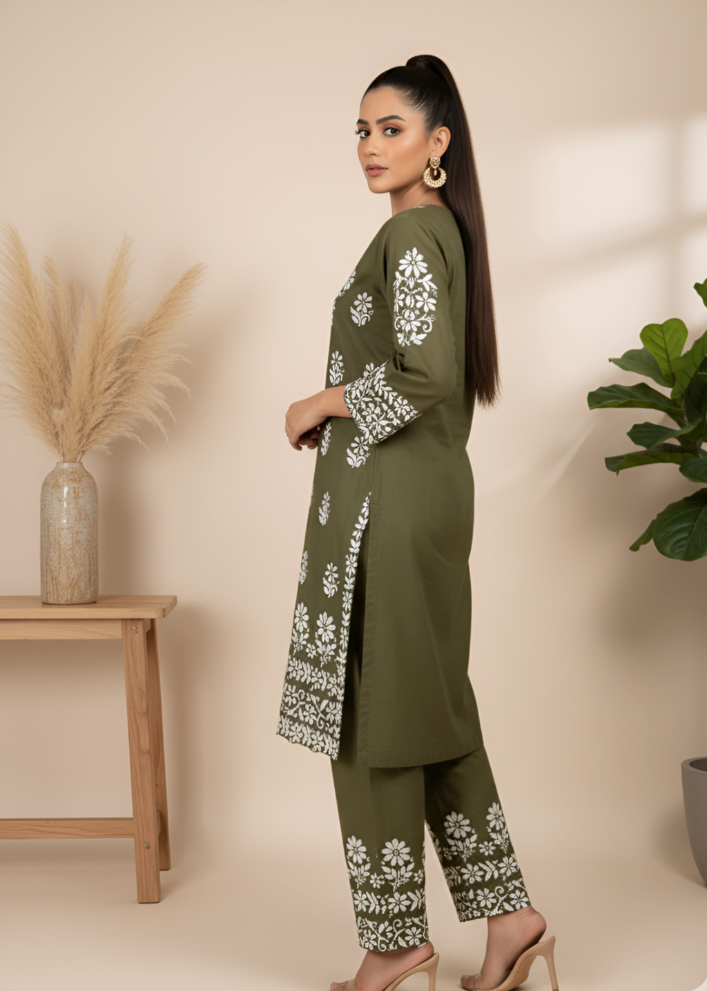 Anabya Garments Olive Emb Women 2pcs