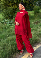 Imtiazbyalrubab Spice Red Farshi shalwar Set Women 3pcs