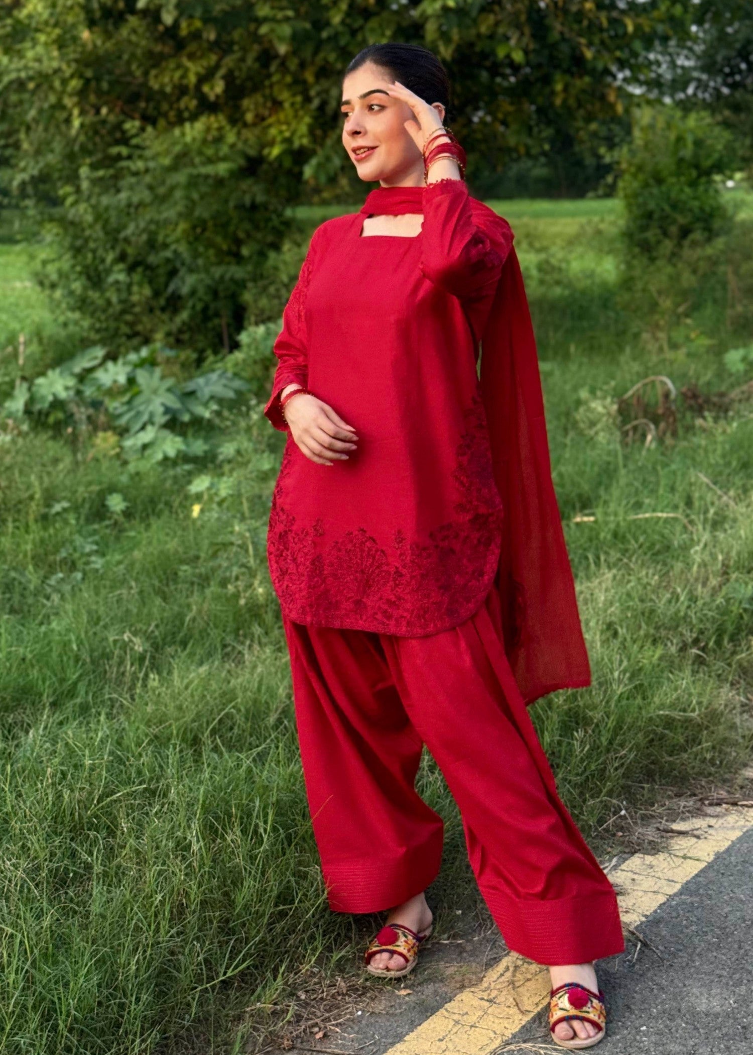 Imtiazbyalrubab Spice Red Farshi shalwar Set Women 3pcs