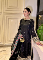 Suits By Sadia Black Silk Aneela Women 3pcs