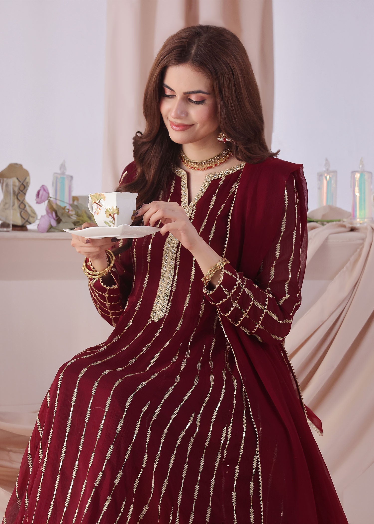 Ayesha Closet SADAF MAROON Women 3pcs