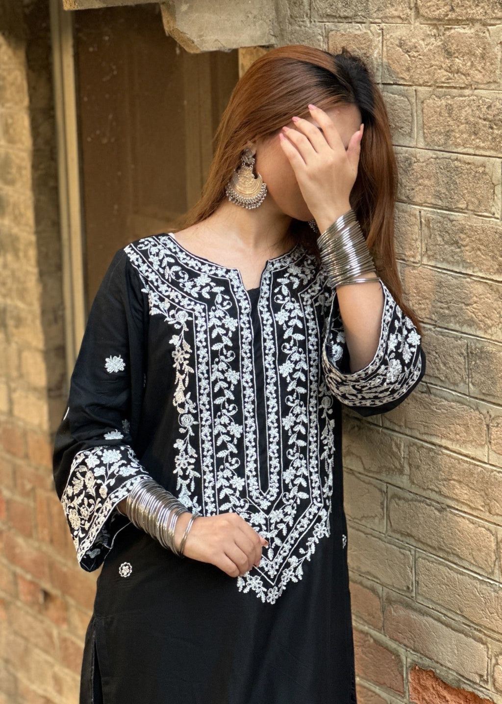 Tehzeeb Libas HINA BLACK EMBROIDERED Women 2pcs