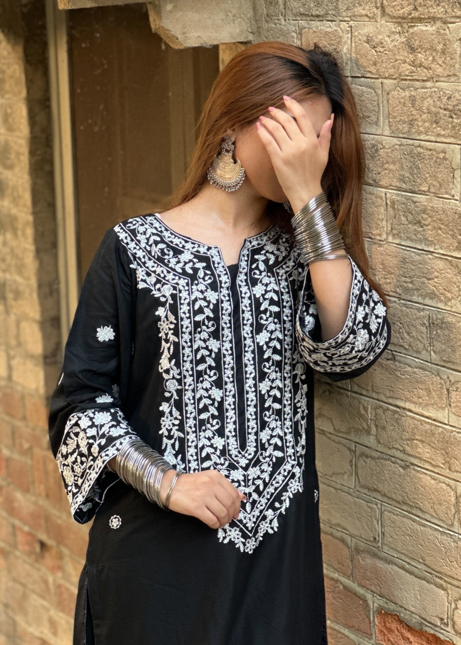 Tehzeeb Libas HINA BLACK EMBROIDERED Women 2pcs