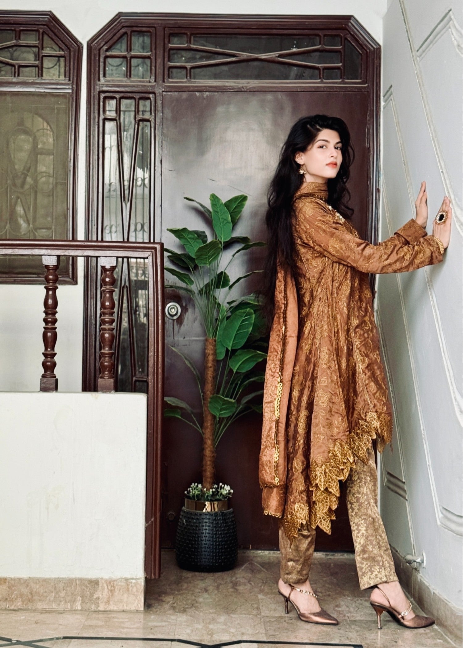 MMG Garments RAQS E GUL|SILK LUXURIOUS EMBROIDERED FROCK MMG 799 Women 3pcs