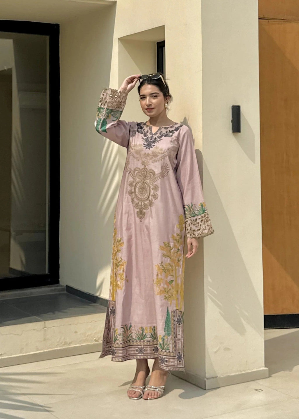 Zainab’S TEA PINK LONG KAFTAN Women 2pcs