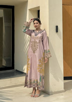 Zainab’S TEA PINK LONG KAFTAN Women 2pcs
