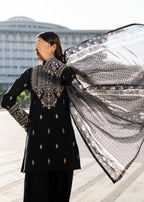 Casual Lite Cotton Emb Suit Black 1 Women 3pcs