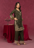 Four Season Boutique JASHAN RAOSILK MHENDI GREEN Women 3pcs