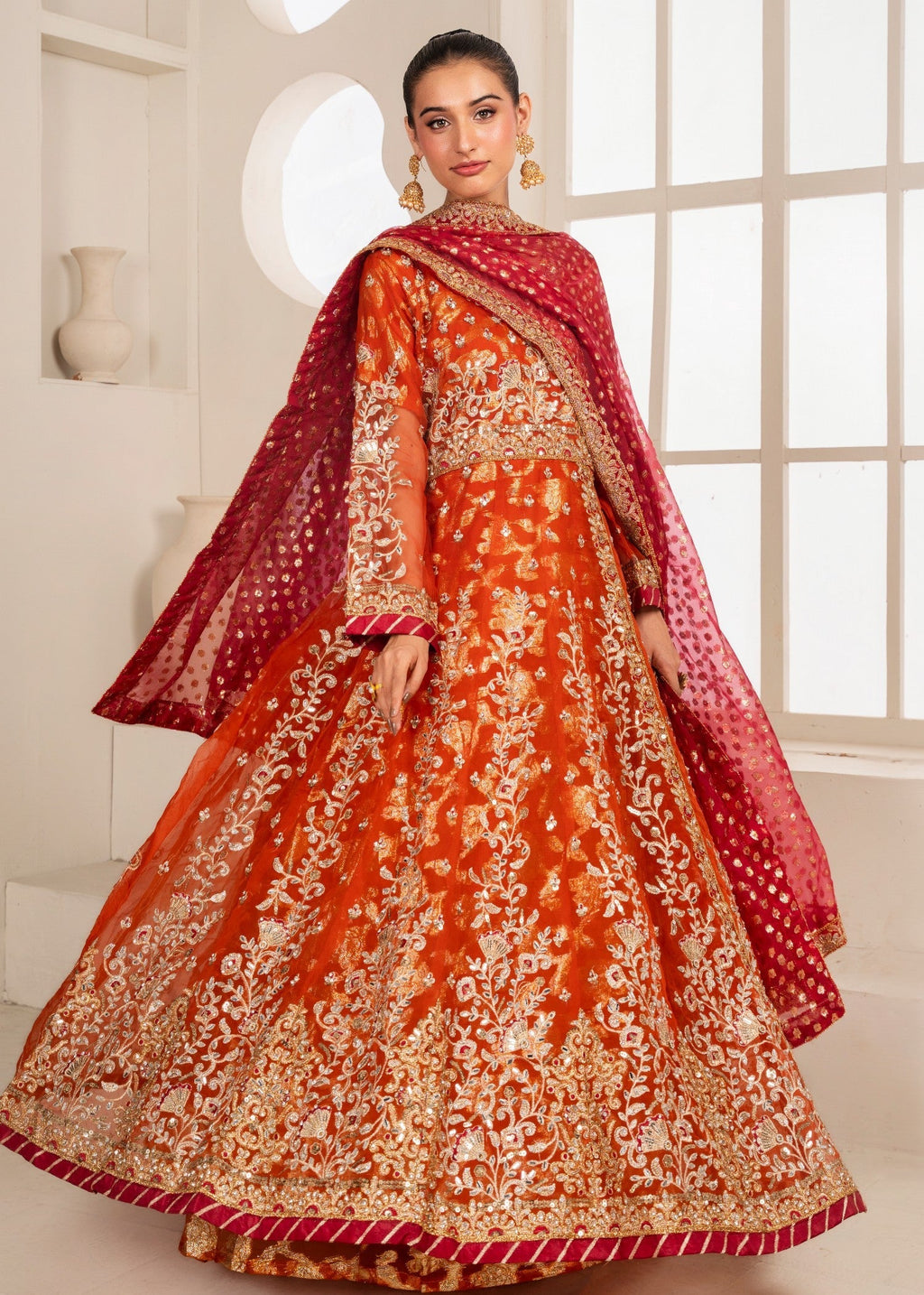 Al Burhan Apparel MEHRAAB RUST Women 3pcs