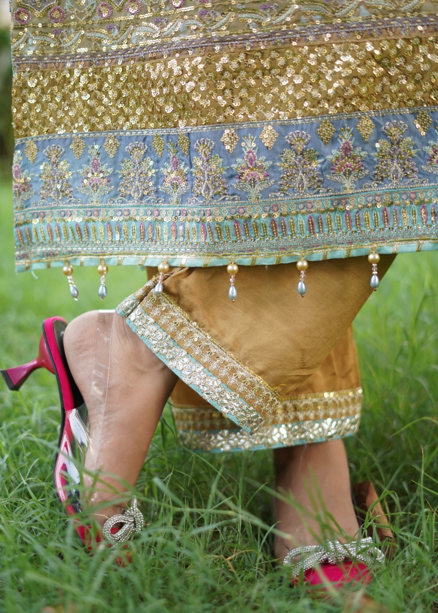 Suits By Sadia Aquamarine chiffon Women 3pcs