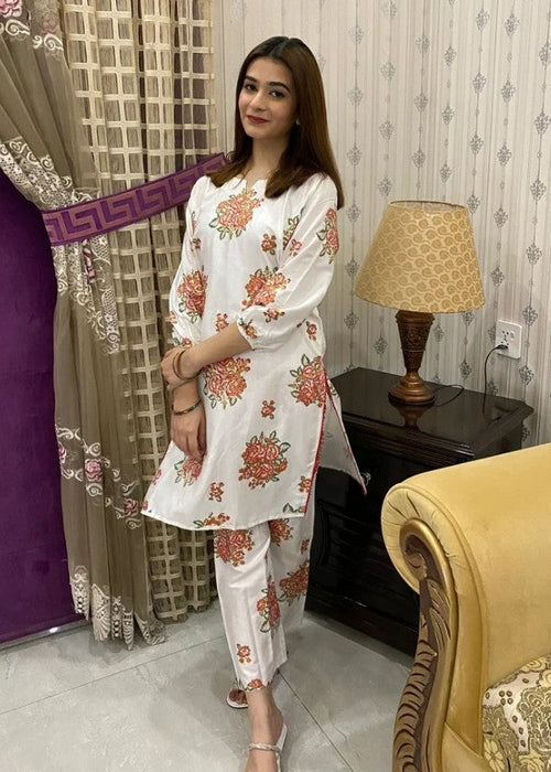 Anabya Garments NEW GULAB WHITE Women 2pcs