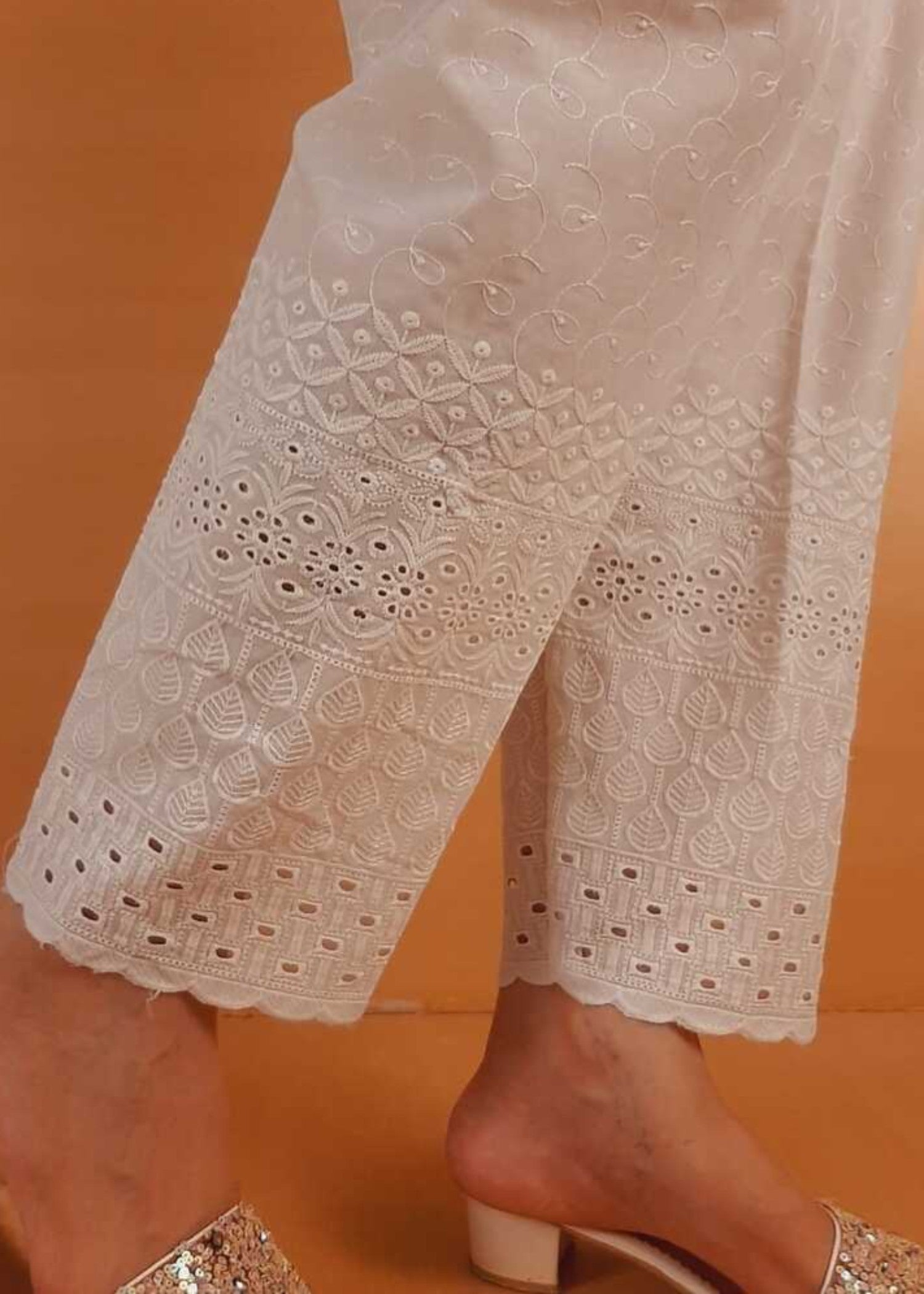 Zardi Chikankari Trouser White ZT524 Women 1pcs