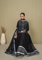 Pehnawa Fashion Silver Black lehenga chiffon Women 3pcs