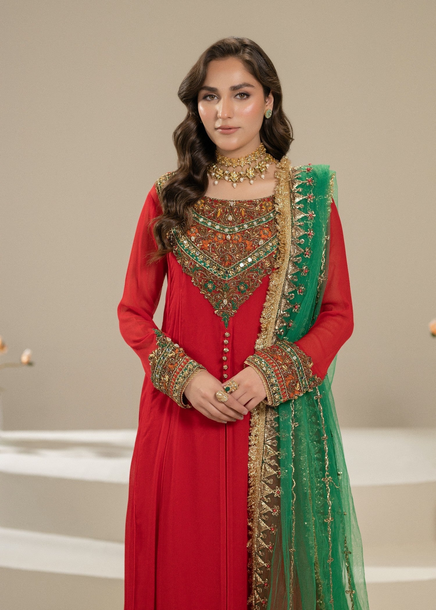 Khuda Baksh Creations Z 304 Red Women 4pcs