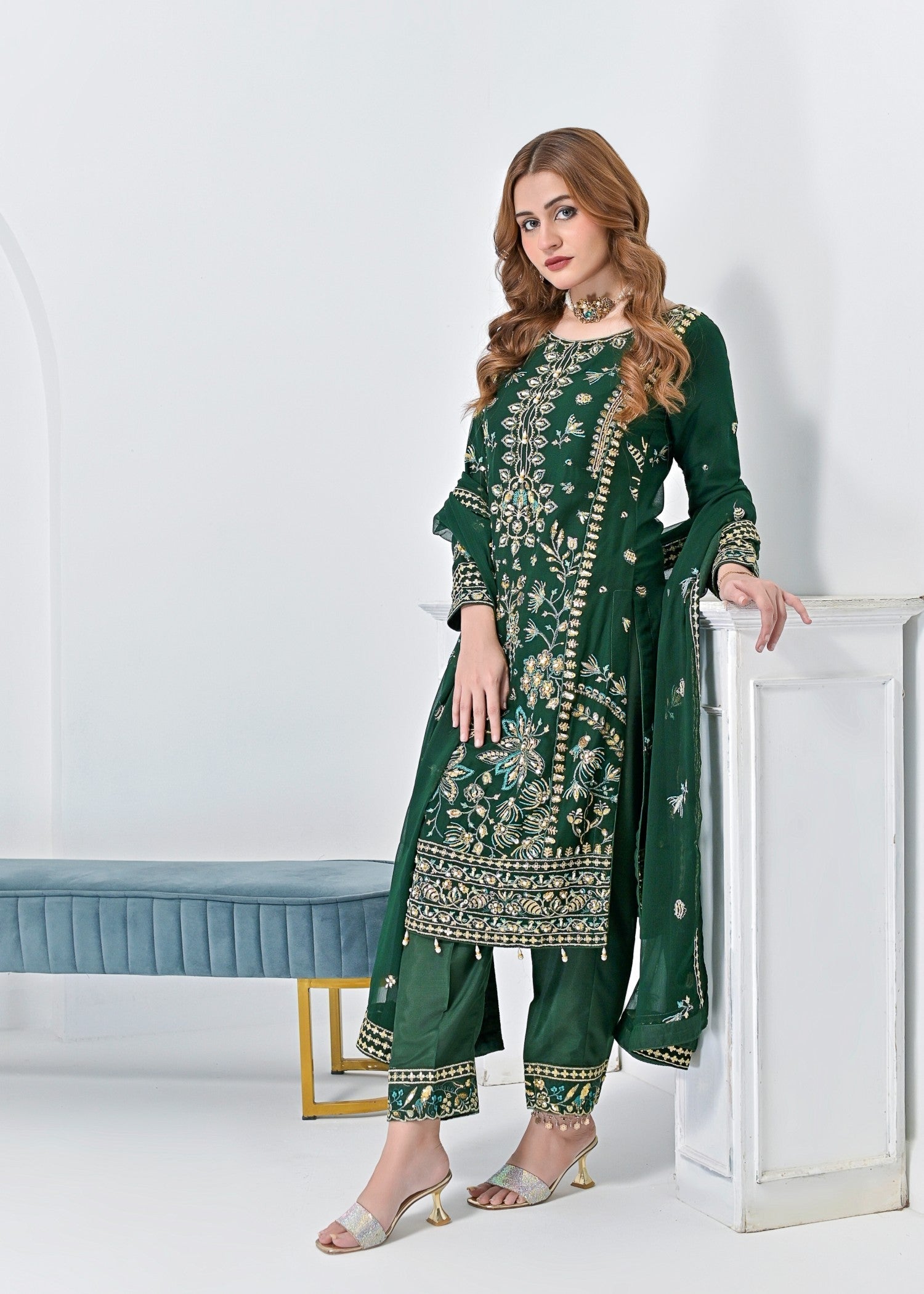 Qasim Anwer By Chandni Bridals ADARA (GREEN) Women 3pcs