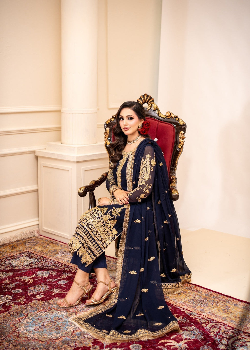 Alyssa Navy blue suit ALL402 Women 3pcs