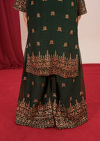 Four Season Boutique YUMNA PLAZZO BOTTLE GREEN Women 3pcs