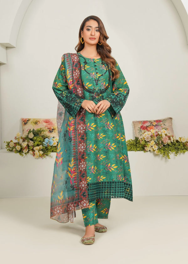 Dareechay Emerald Green Print Suit (Frock) FOP29 Women 3pcs