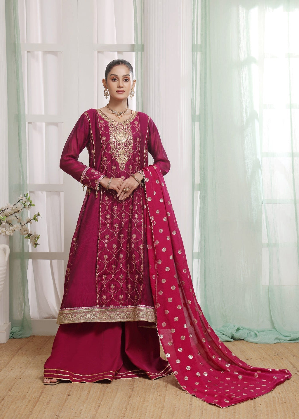 Madiha Gohar Gul e Gulnaar Khaadi Net Premium Pishwas with Ajar Women 4pcs