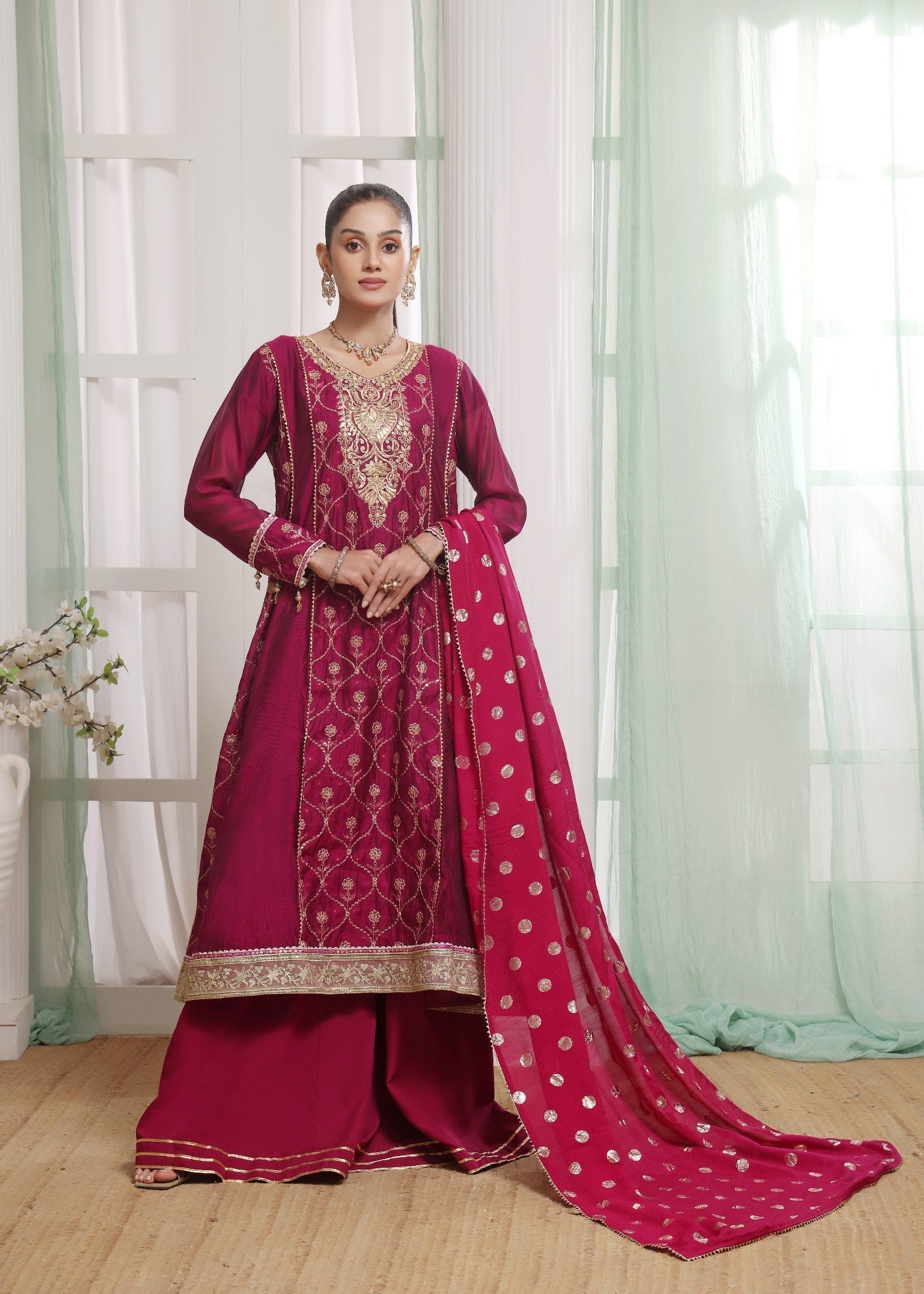 Madiha Gohar Gul e Gulnaar Khaadi Net Premium Pishwas with Ajar Women 4pcs