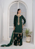 Pehnawa By Bin Akram’s Farshi Luxe Green | Silk Women 3pcs