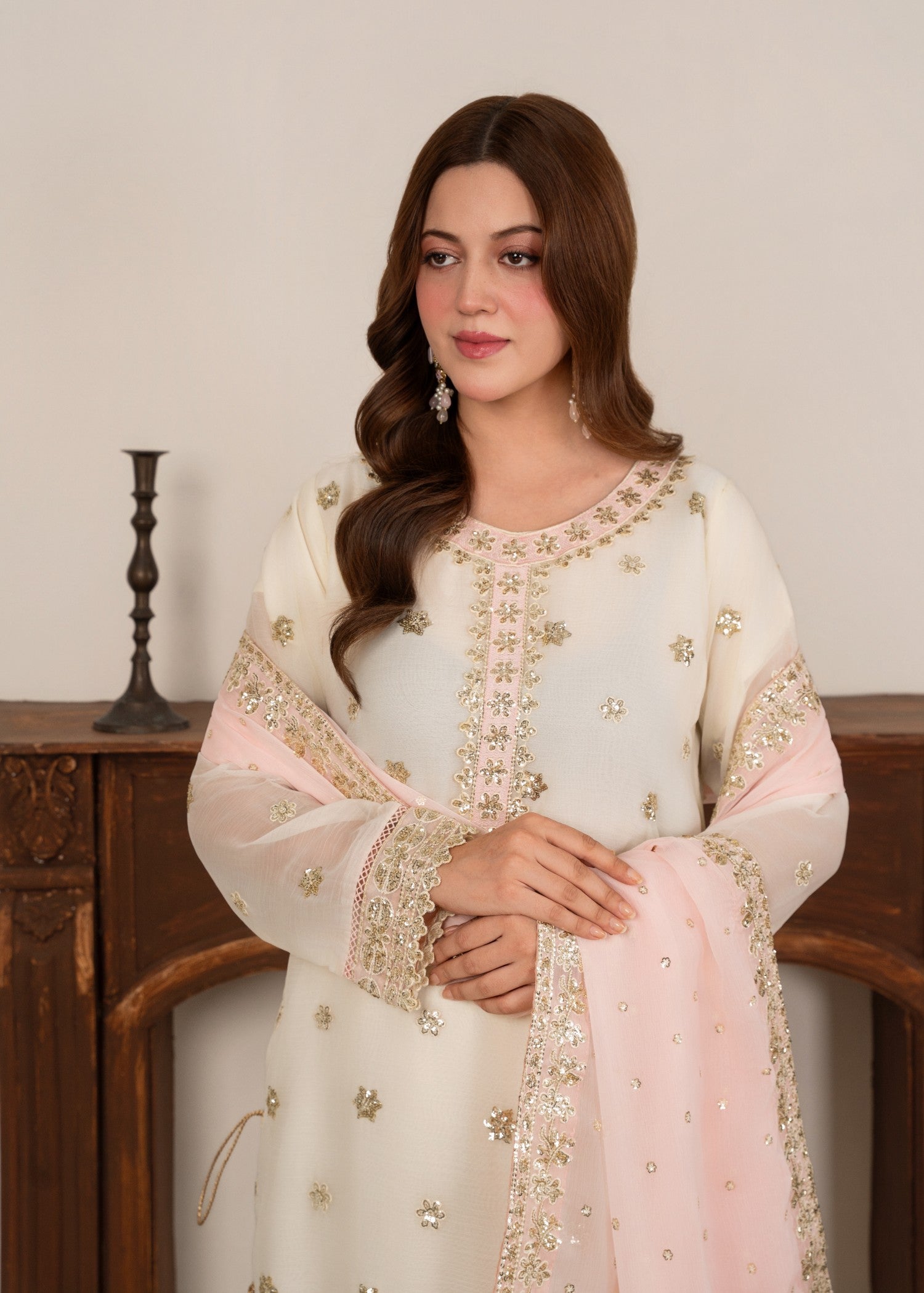 Four Season Boutique HASEEN PLAZZO CREAM Women 3pcs