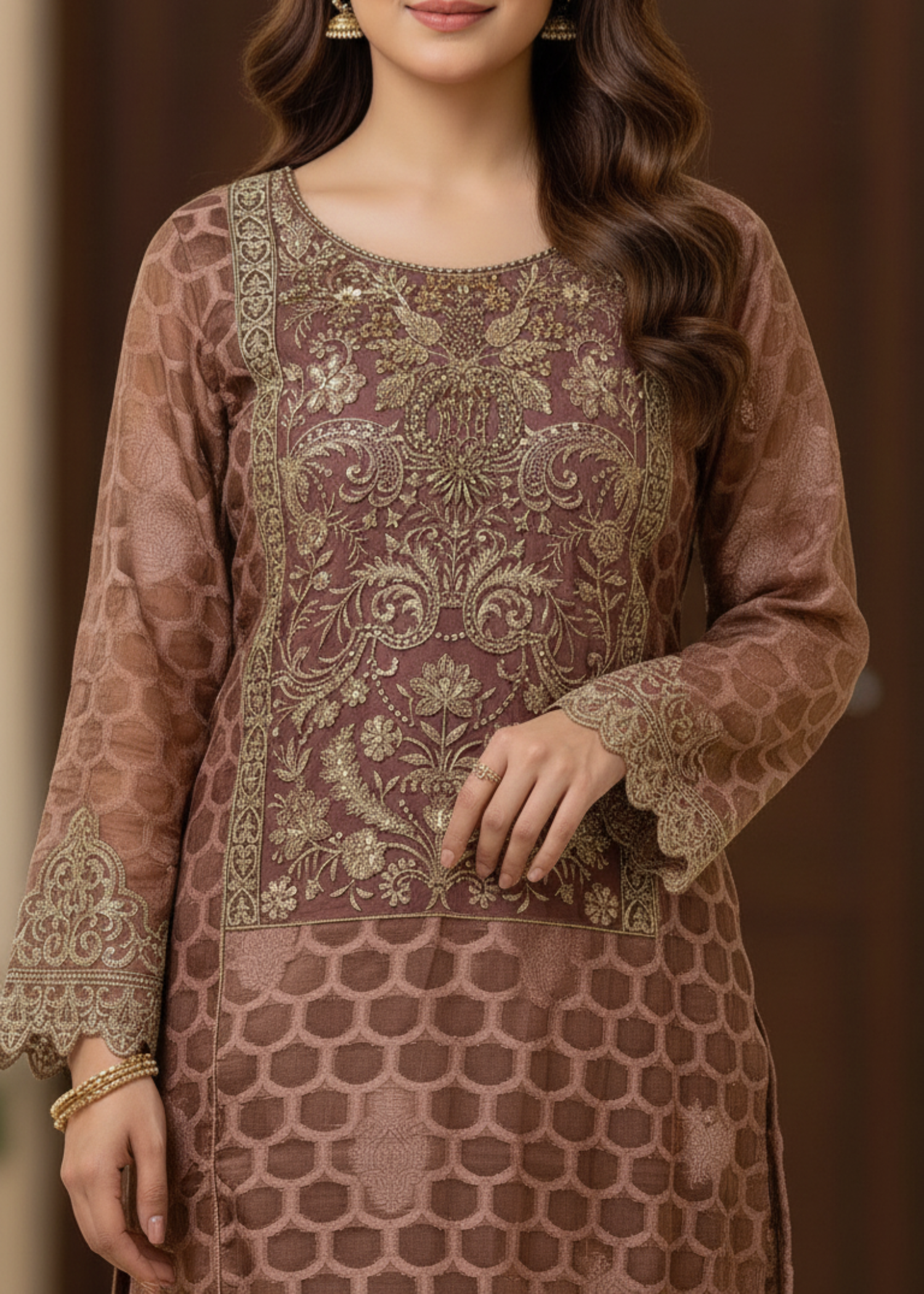 Diara Couture AMREEN US 478 BROWN Women 3pcs