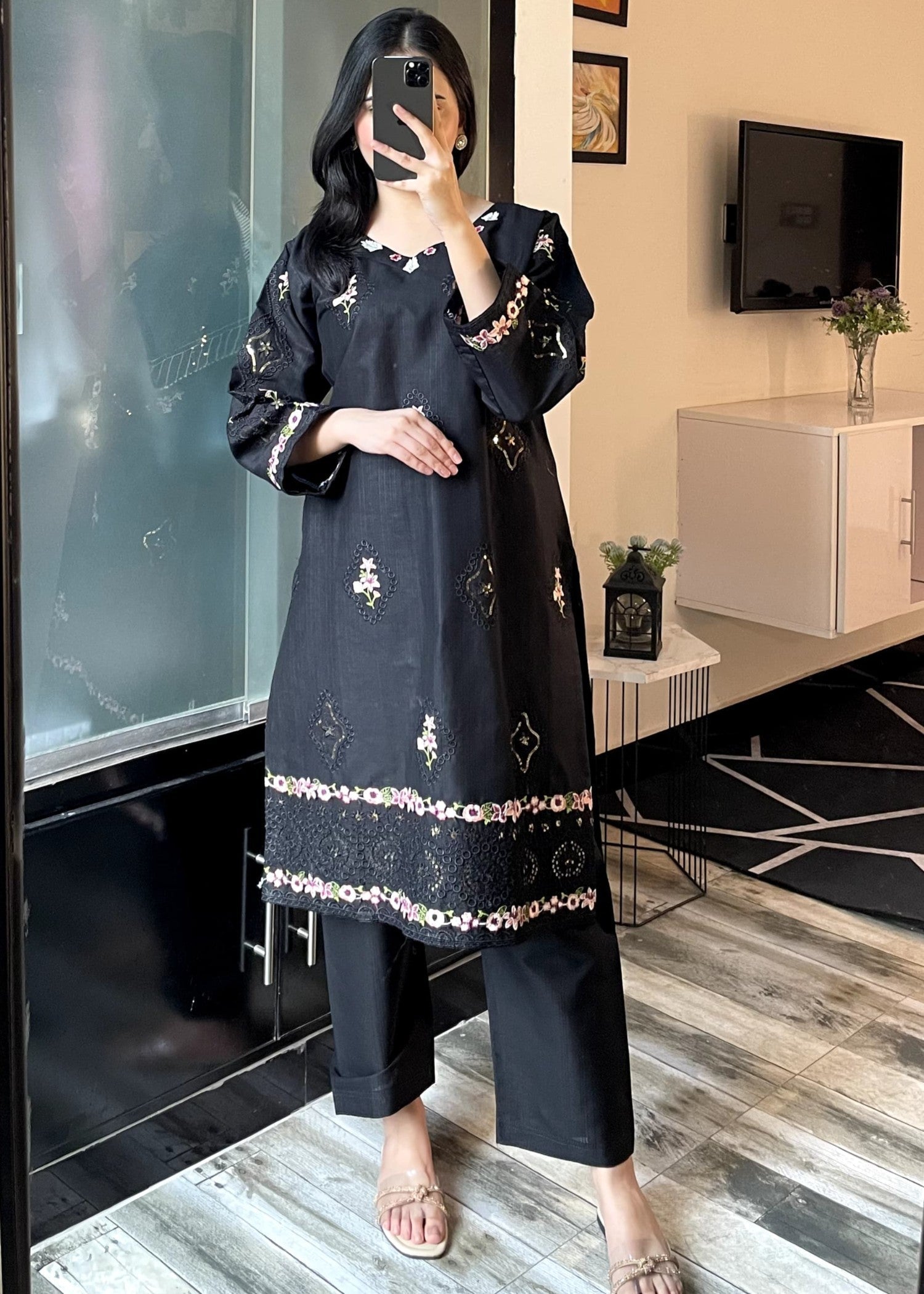Tehzeeb Libas NOIR BLOOM BLACK Women 2pcs