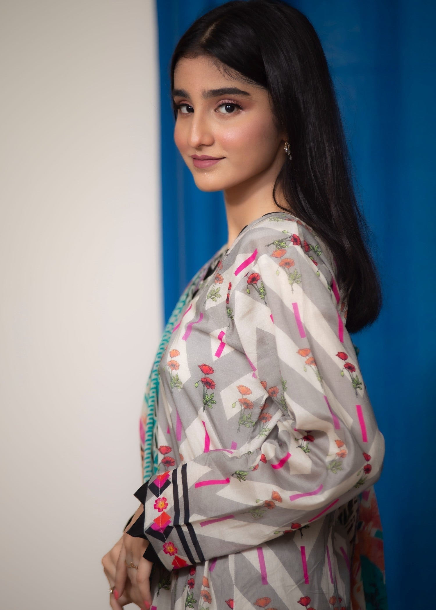 Hayati Collections Lawn | with Chiffon Dupatta | Grey Women 3pcs