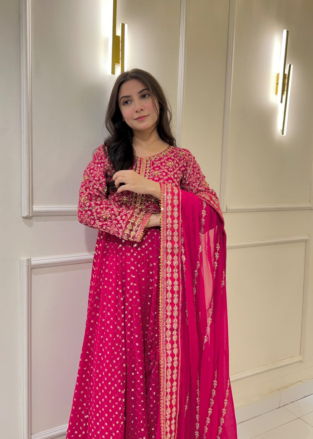 Suits By Sadia Hotpink chiffon Women 3pcs