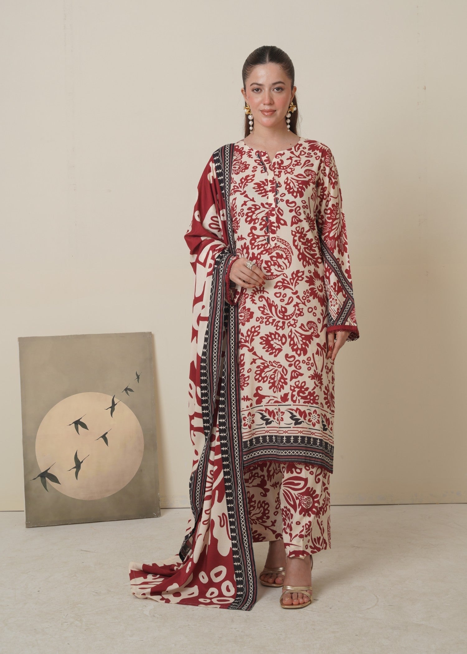 Aroshlay Linen Dress 1 | Unstitched Women 3pcs