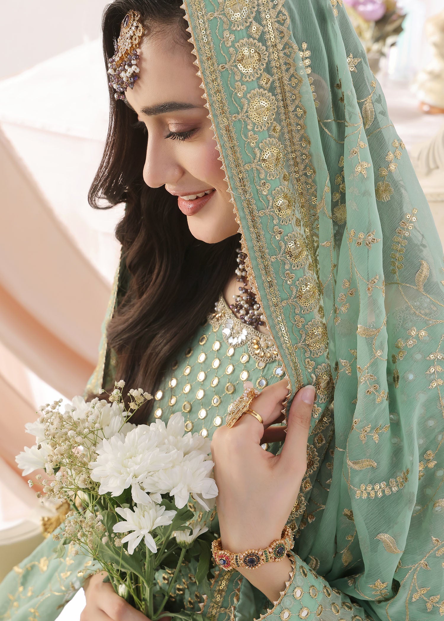 Ayesha Closet MEHJABEEN PASTEL GREEN Women 3pcs