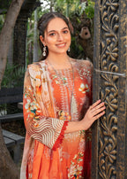Ayeza Collection Orange Kurta Set 10 Women 3pcs