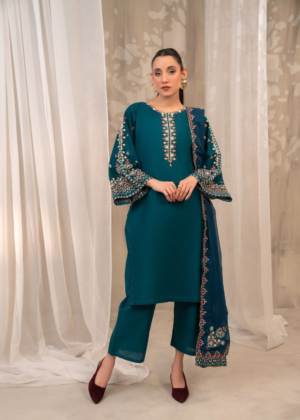 Shehroz Fashion Peacock EMBROIDERY Women 3pcs