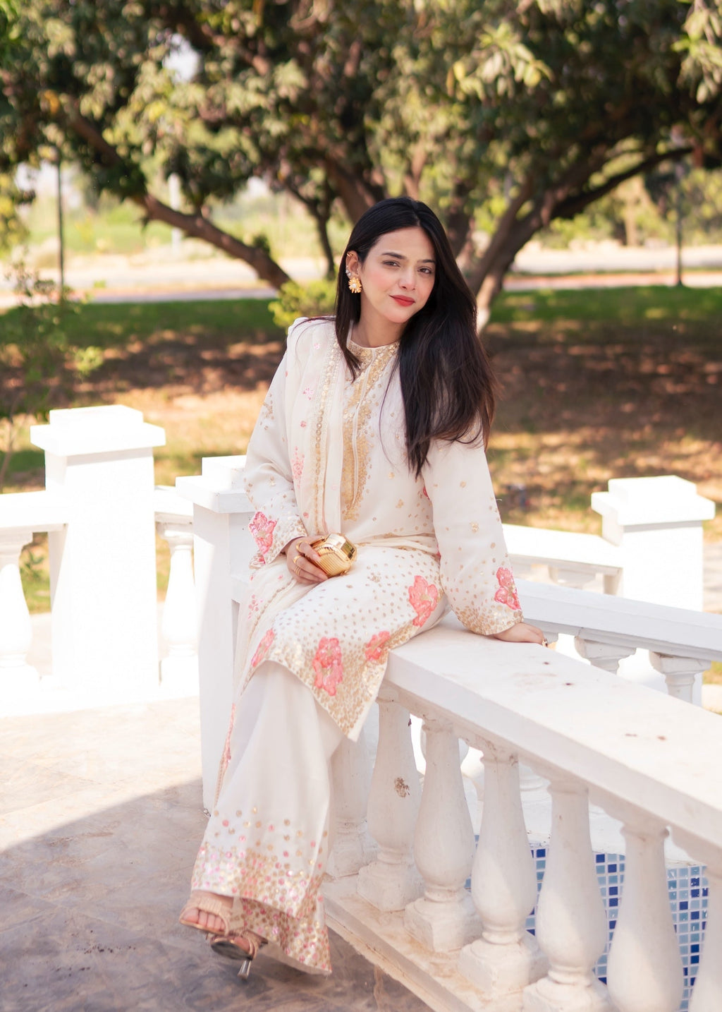 Suits By Sadia Chiffon nimra offwhite Women 3pcs