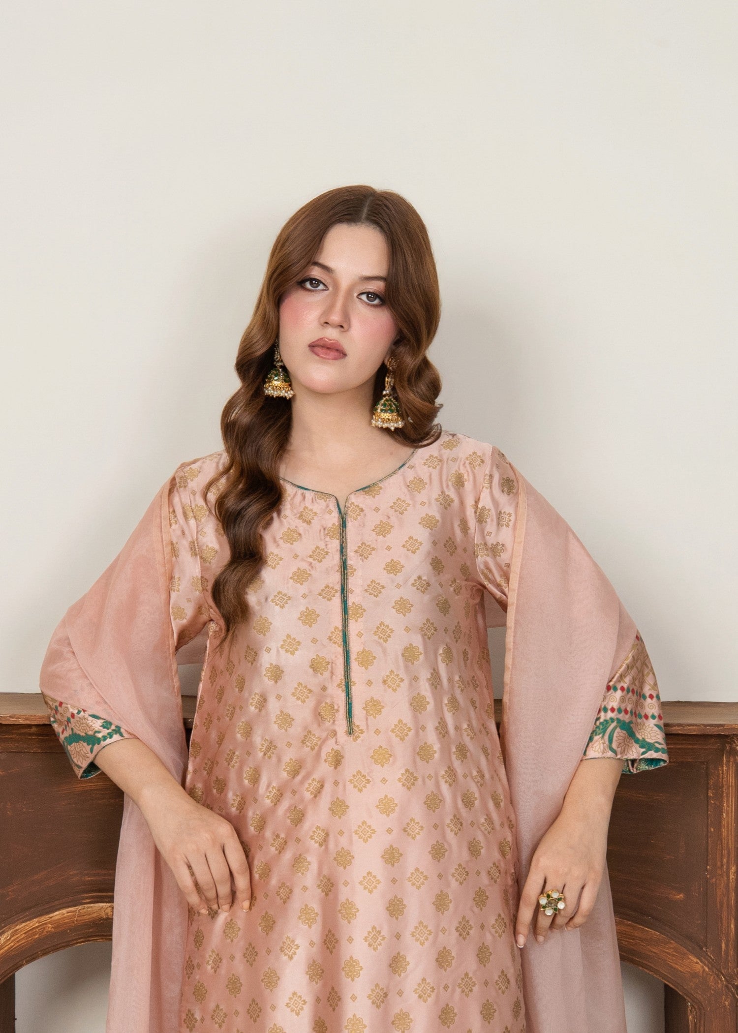 Ray Online Store Royal Pink Gold Block Print Women 3pcs