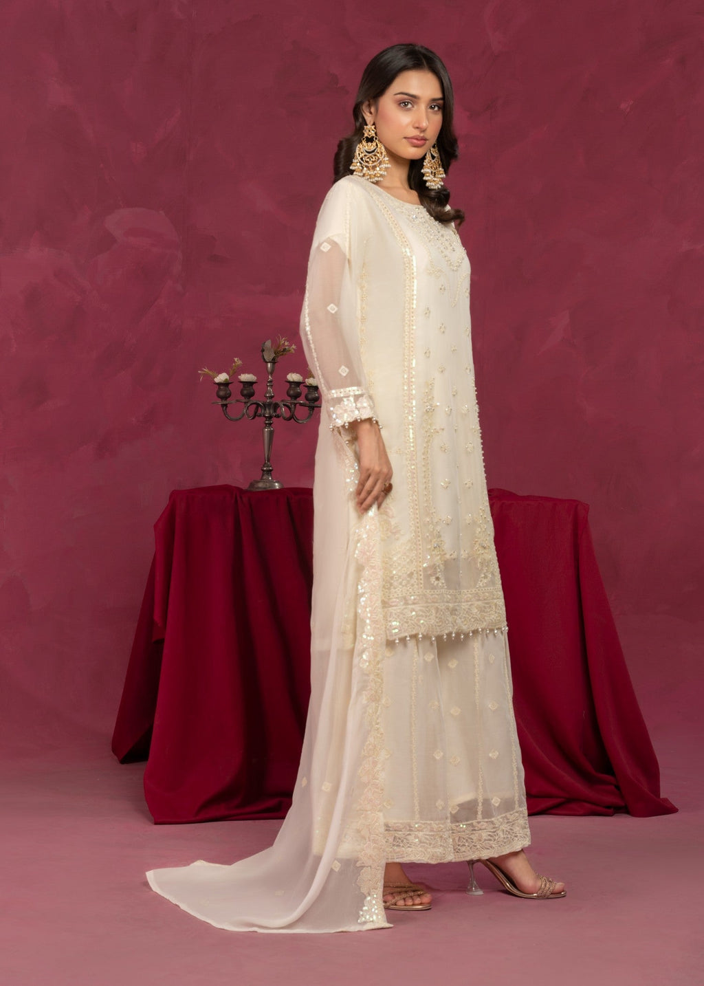Four Season Boutique ZOBIA GHARARA CREAM Women 3pcs