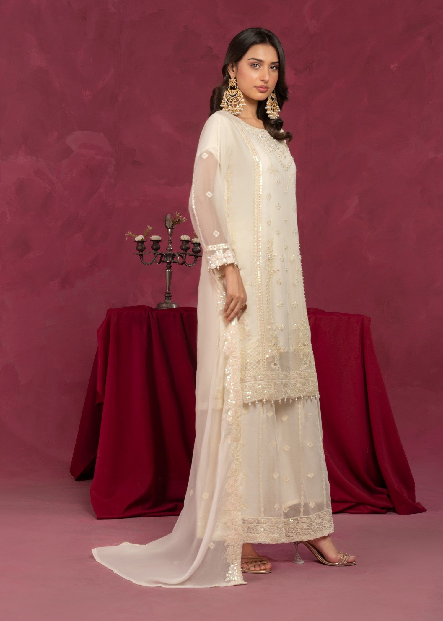 Four Season Boutique ZOBIA GHARARA CREAM Women 3pcs