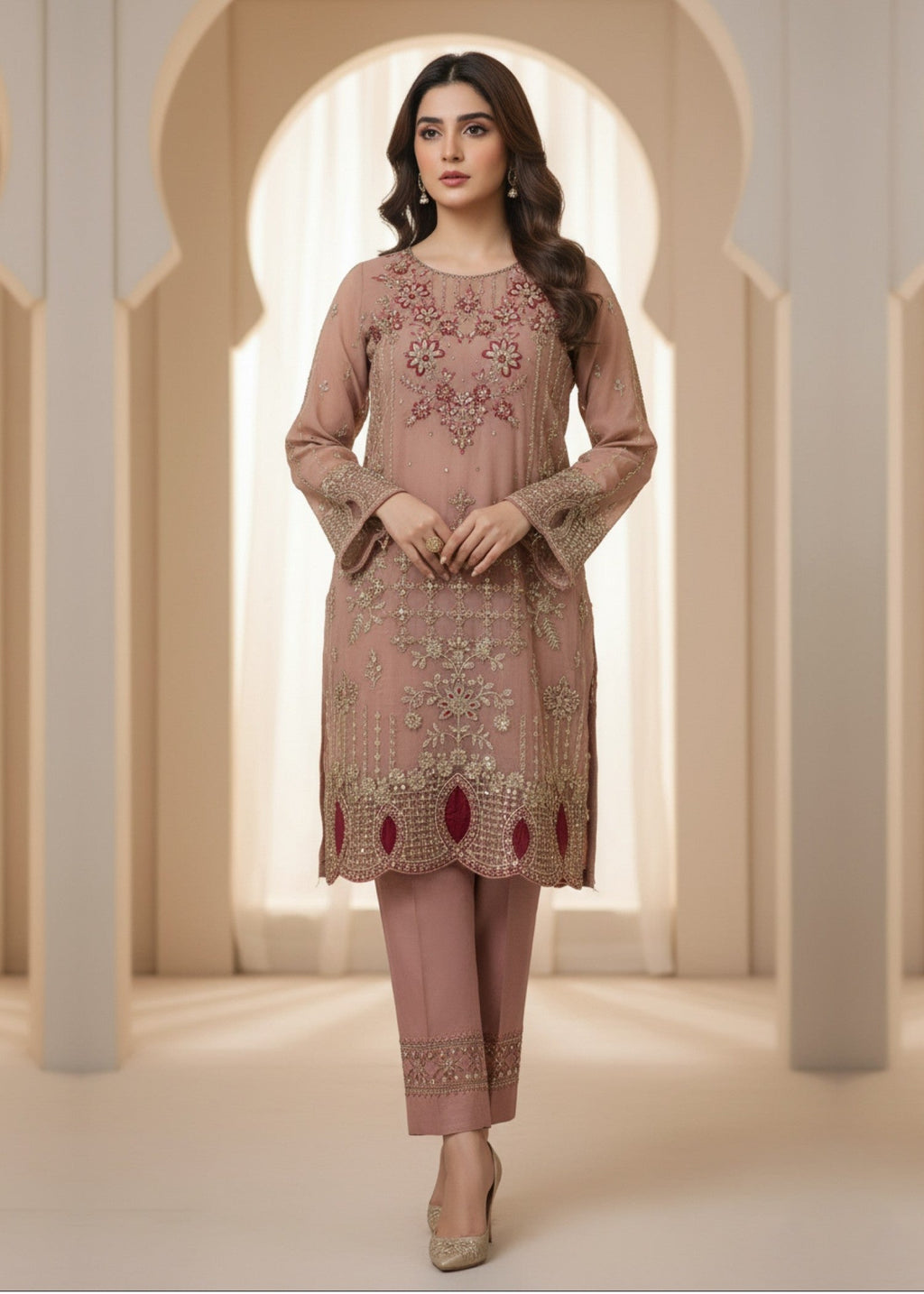 Diara Couture SUHANA US 587 PEACH Women 3pcs