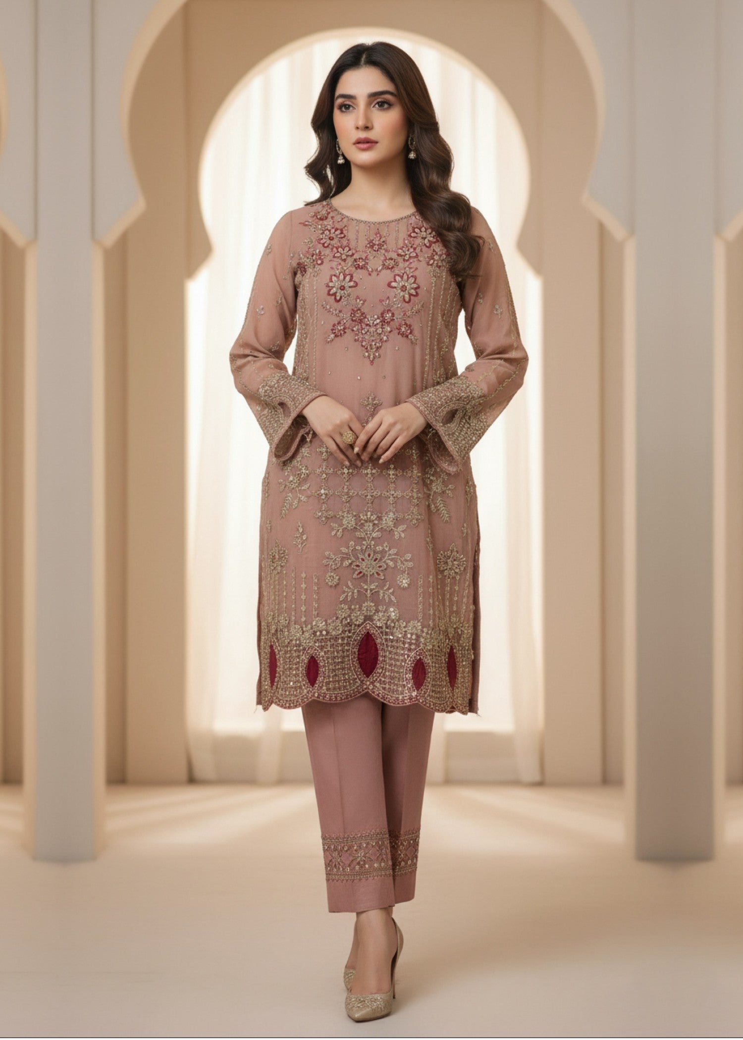 Diara Couture SUHANA US 587 PEACH Women 3pcs